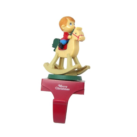 Christmas Musical Rotating Stocking Holder Boy on Rocking Horse 1985 VTG Video - Picture 2 of 11